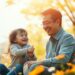 Is positivity powerful, image of father and daughter sitting in a forest laughing
